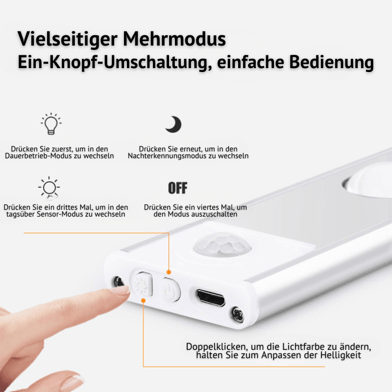 Wiederaufladbare Bewegungsmelder Lampe - 1005005800209239-20cm preto-1pc - 1x Lampe