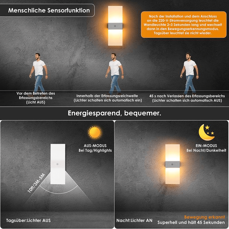 AuraLux™ – Automatische LED Wandleuchte mit Bewegungssensor - 180:200002571;200000795:175White 27cm - 1 Stück