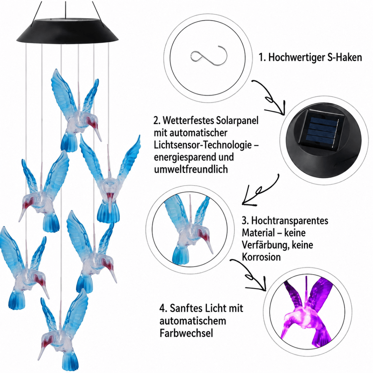 LumiBird™ – Solar Kolibri Windspiel - 136:200002573 - RGB