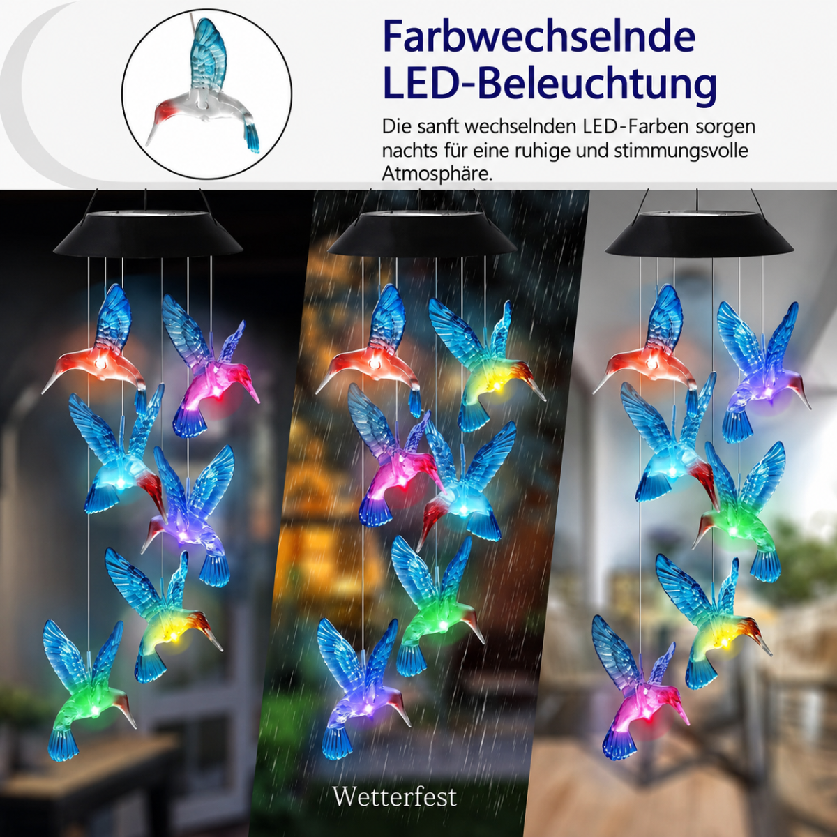 LumiBird™ – Solar Kolibri Windspiel - 136:200002573 - RGB