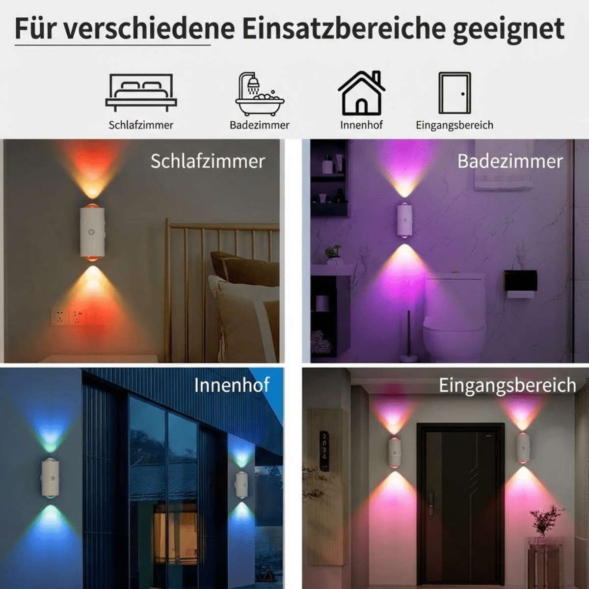 LumiAura™ – Intelligente Sensor - Wandleuchte mit Magnetmontage - 180:200002568RGB Color;200000795:7711pcs - 1 Stück