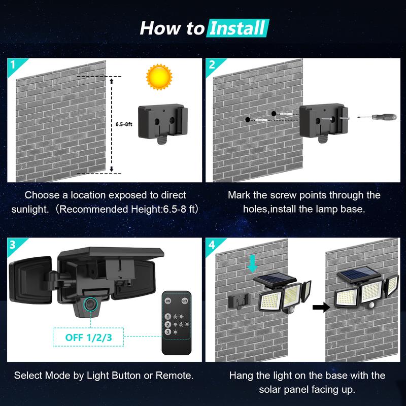 LumiGuard™ – Solarbetriebener LED - Strahler mit Bewegungsmelder - 136:865348LED-Integrated;249:2000063051PCS - 6 Stück (Sparen Sie 55€)