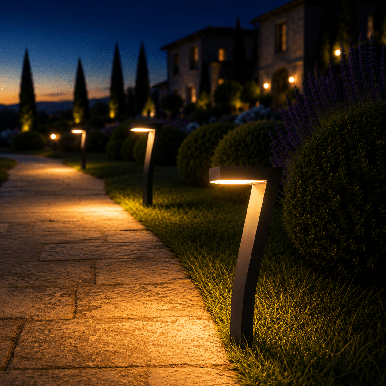 Garten mit LumaPath — beleuchtet